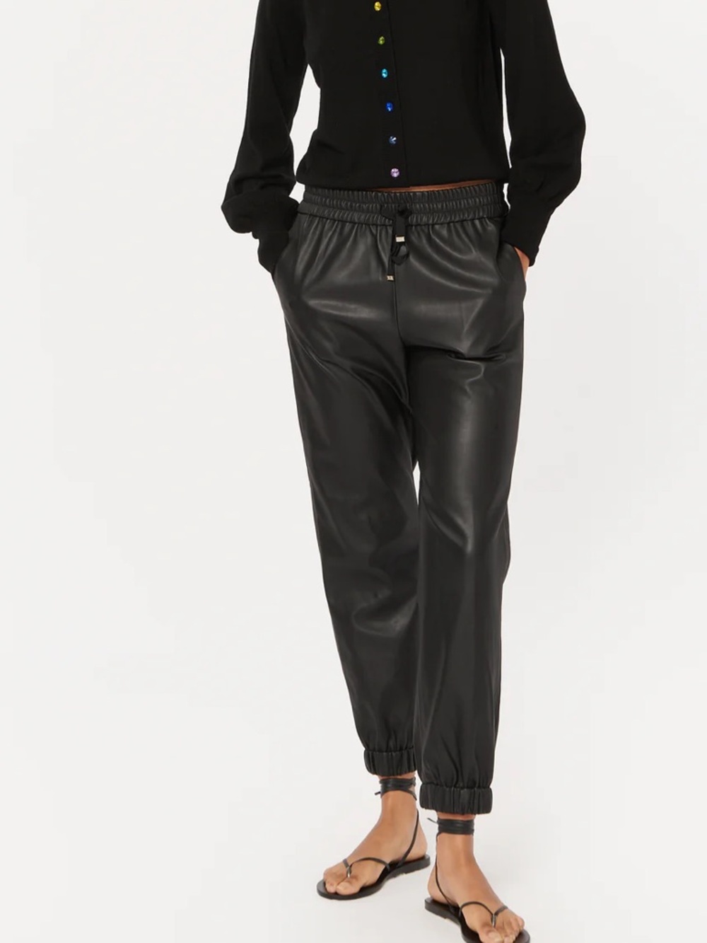New Cami NYC Dalton Black Vegan Leather Jogger Pants Size XS NWT